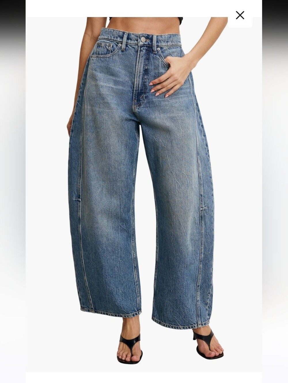 NWT Good American Good Extreme Barrel Jeans Sz 8 In The Color Indigo